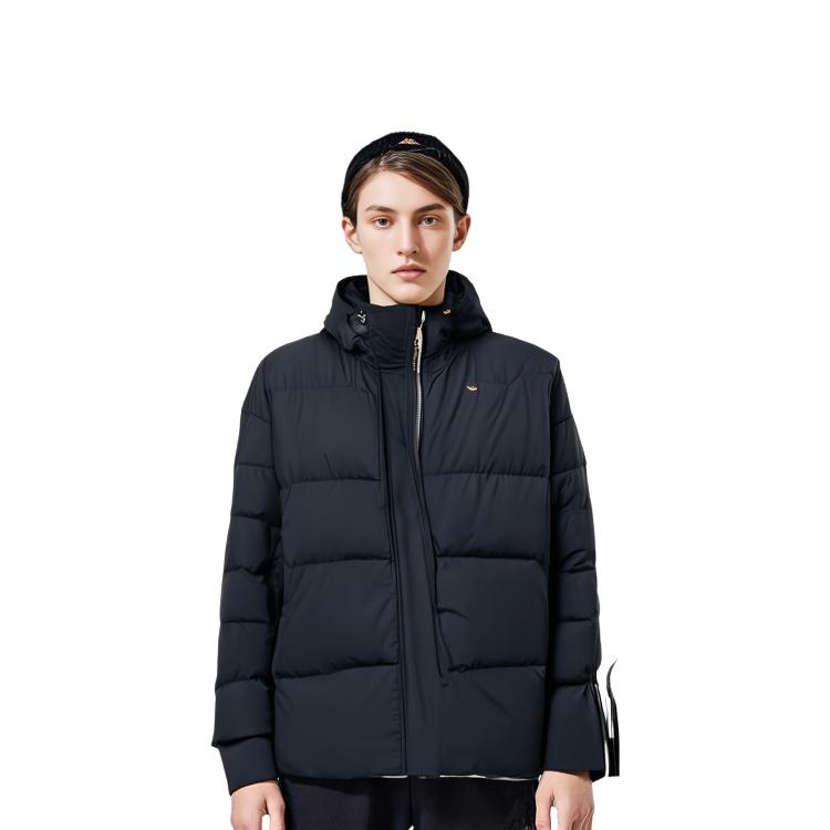 adidas Женская повседневная зимняя пуховая куртка Originals с капюшоном, однотонная, черная GU1782