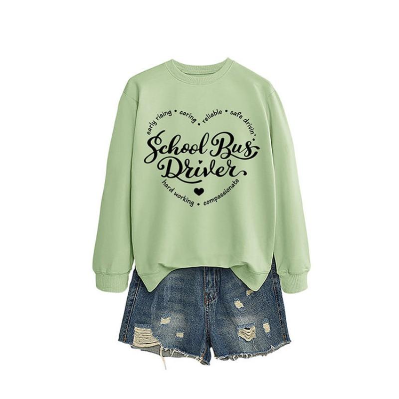 Womens Casual Oversized Crewneck Long Sleeve Cotton Sweatshirt With Graphic Print Daily Wear