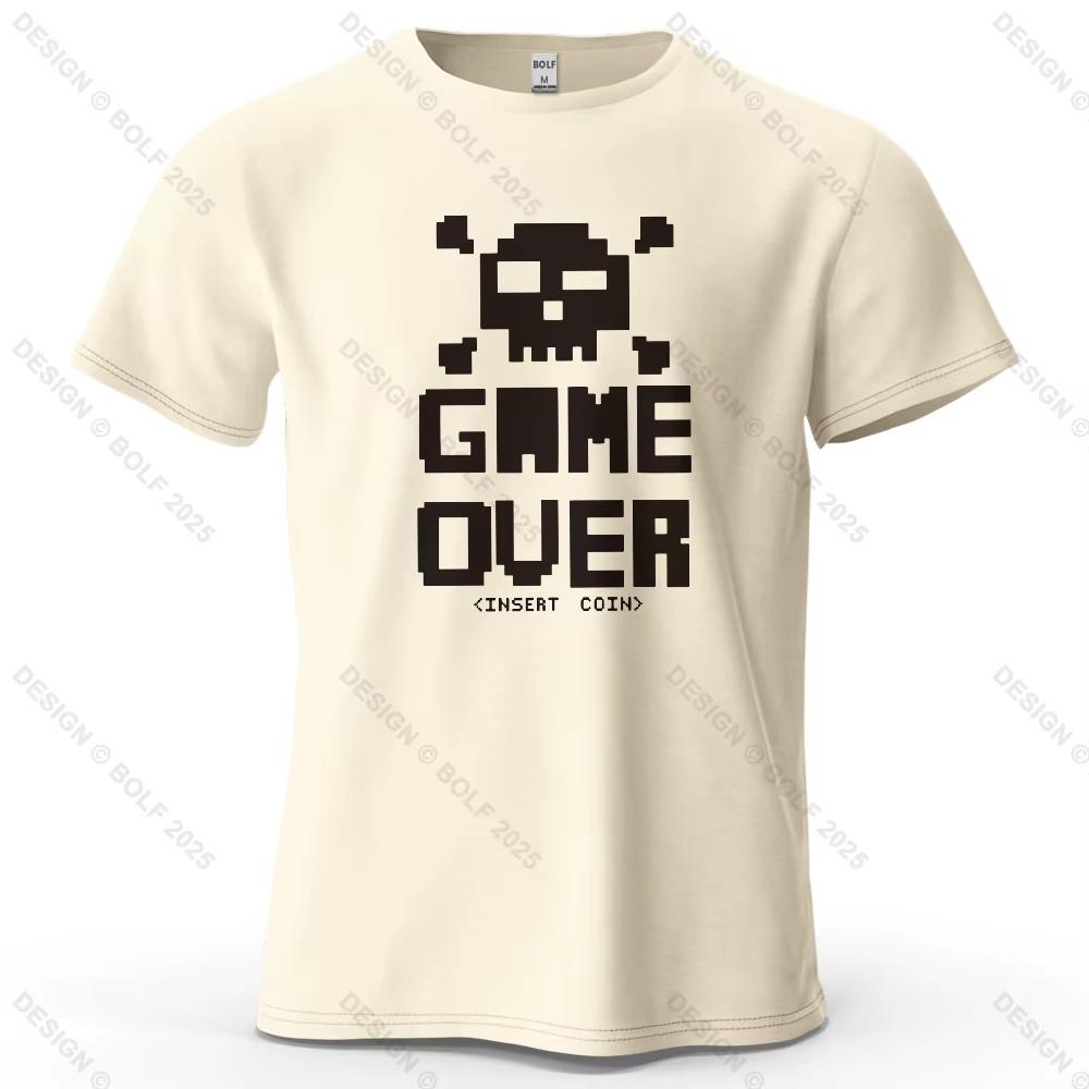 Unisexs Game Over Graphic Short Sleeve TShirt Cotton Breathable Vintage Printed Tops Tee For Unisex Summer Casual Sportswear