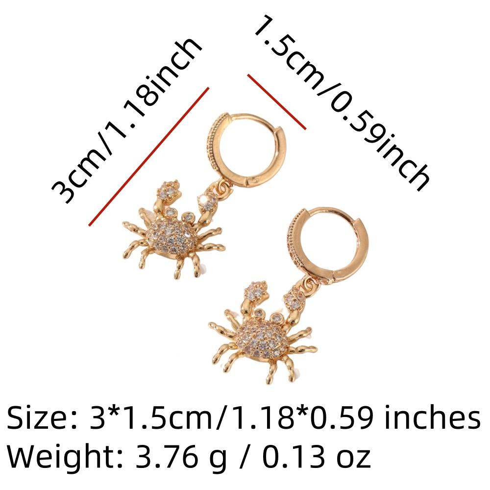 Crab Shape Dangle Earrings for Women 2025 New Fashion Golden Drop Earring Zirconia Jewelry Wedding Party Accessorie