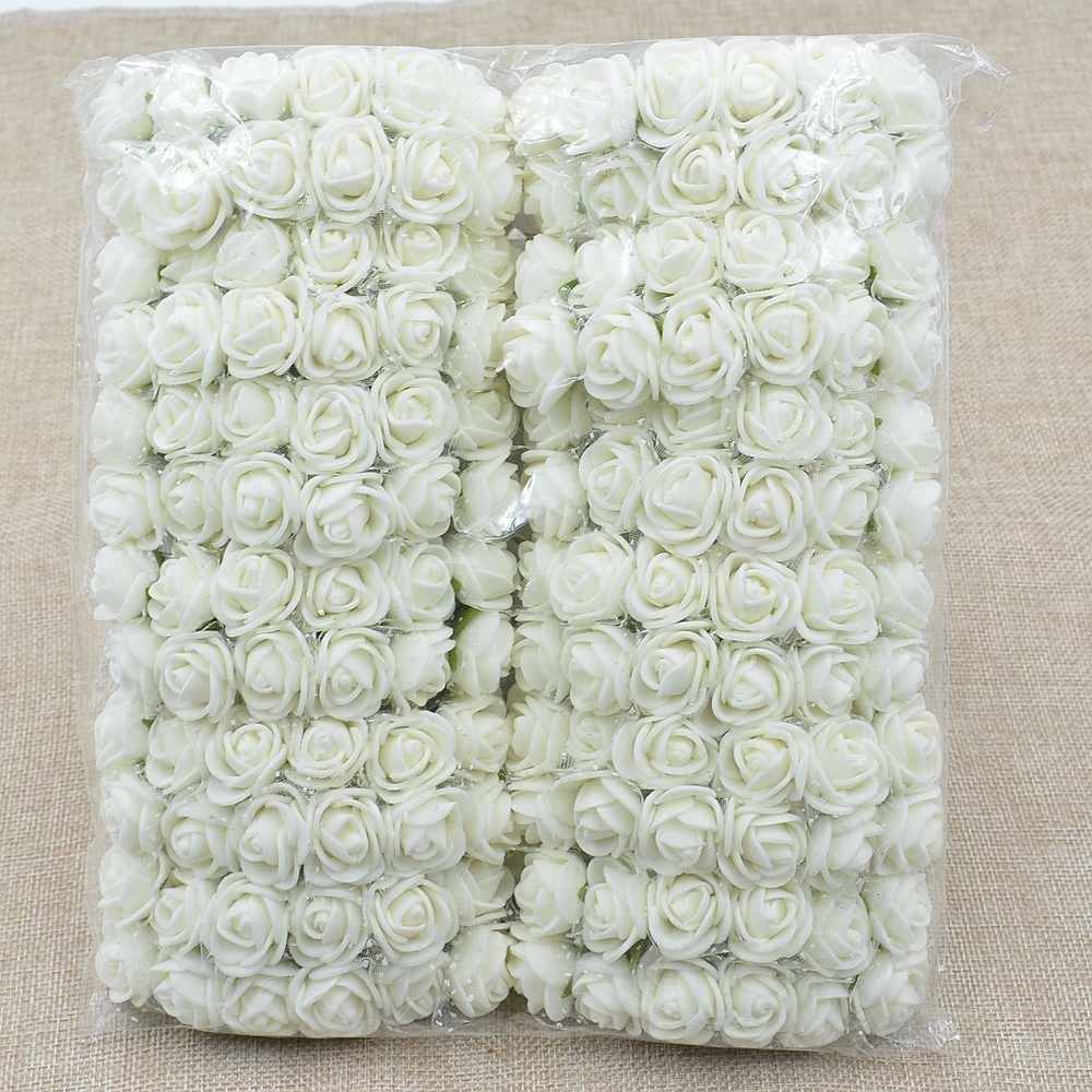 72 шт./лот ПЭ розы цветы кружево пена цветок букет сплошной цвет Diy венок ремесло искусственные цветы JM08 ARI