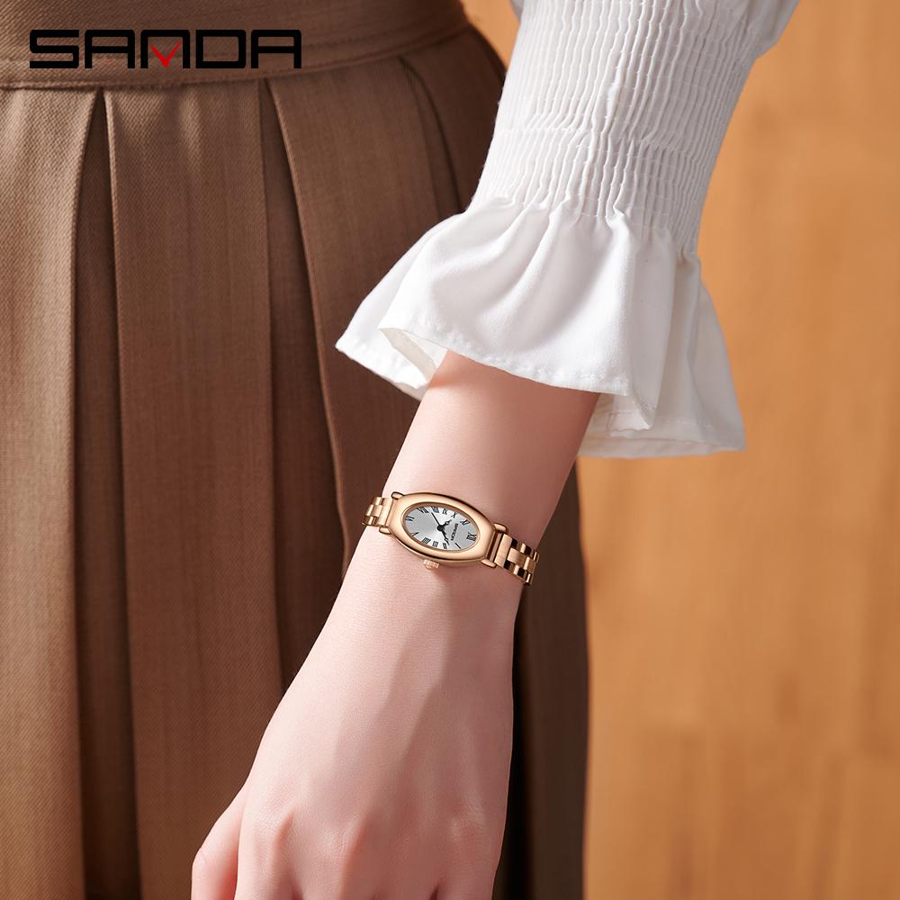 Fashin Sanda top brand 1123 elegant design Roman numerals square dial waterproof quartz movement business women's analog watch