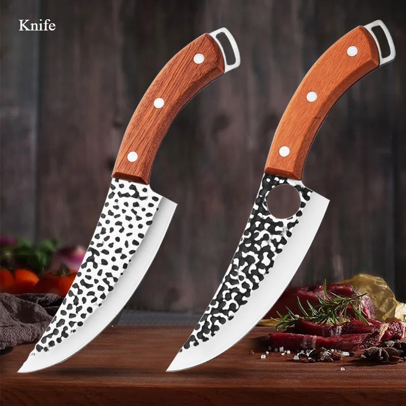 Stainless Steel Kitchen Knife Meat Cutting BBQ Knife Handmade Forged Butcher Slicing Knife Cooking Chef Knife and Accessories