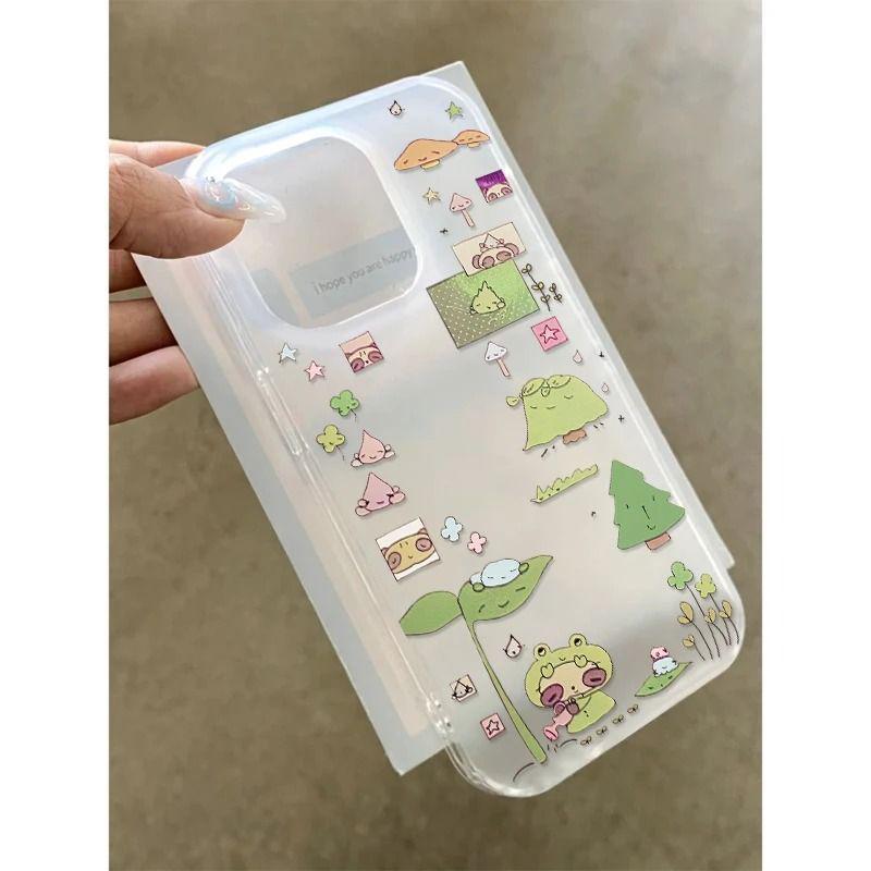 Чехол для iPhone 17 PROMAX с маленькой лягушкой, поливающей цветы - Совместим с iPhone 16 Матовый, 15 Веселый, 14 Мягкий, 13