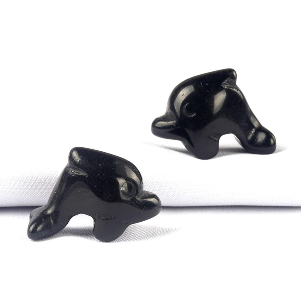 2Pcs/Pack Natural Semi-Precious Stone Ornament Decoration Dolphin Shape Healing Gems Home Decor Christmas New Year Small Furnishings Jewelry 18x27 Mm