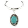 [N0962] - Дизайнерское колье «Килиманджаро» бирюзовое серебро