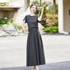 Design Lazy Wind Crew Neck Short Sleeve T-shirt Skirt Set Summer Waist Skinny Two-piece Skirt