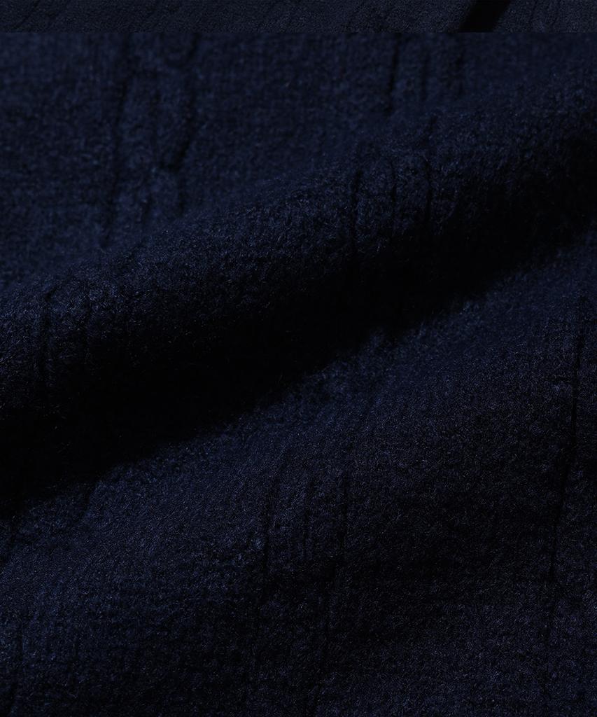 NODU Soft Henley Neck Round Long Sleeve Knit [Navy]
