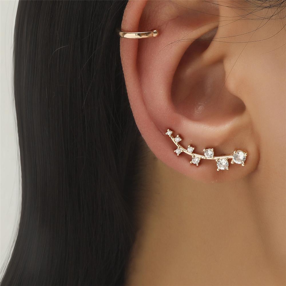 Bohemian No Piercing Crystal Rhinestone Ear Cuff Set Girls Women Wrap Stud Clip Earrings Ear Studs Fashion Women Jewelry
