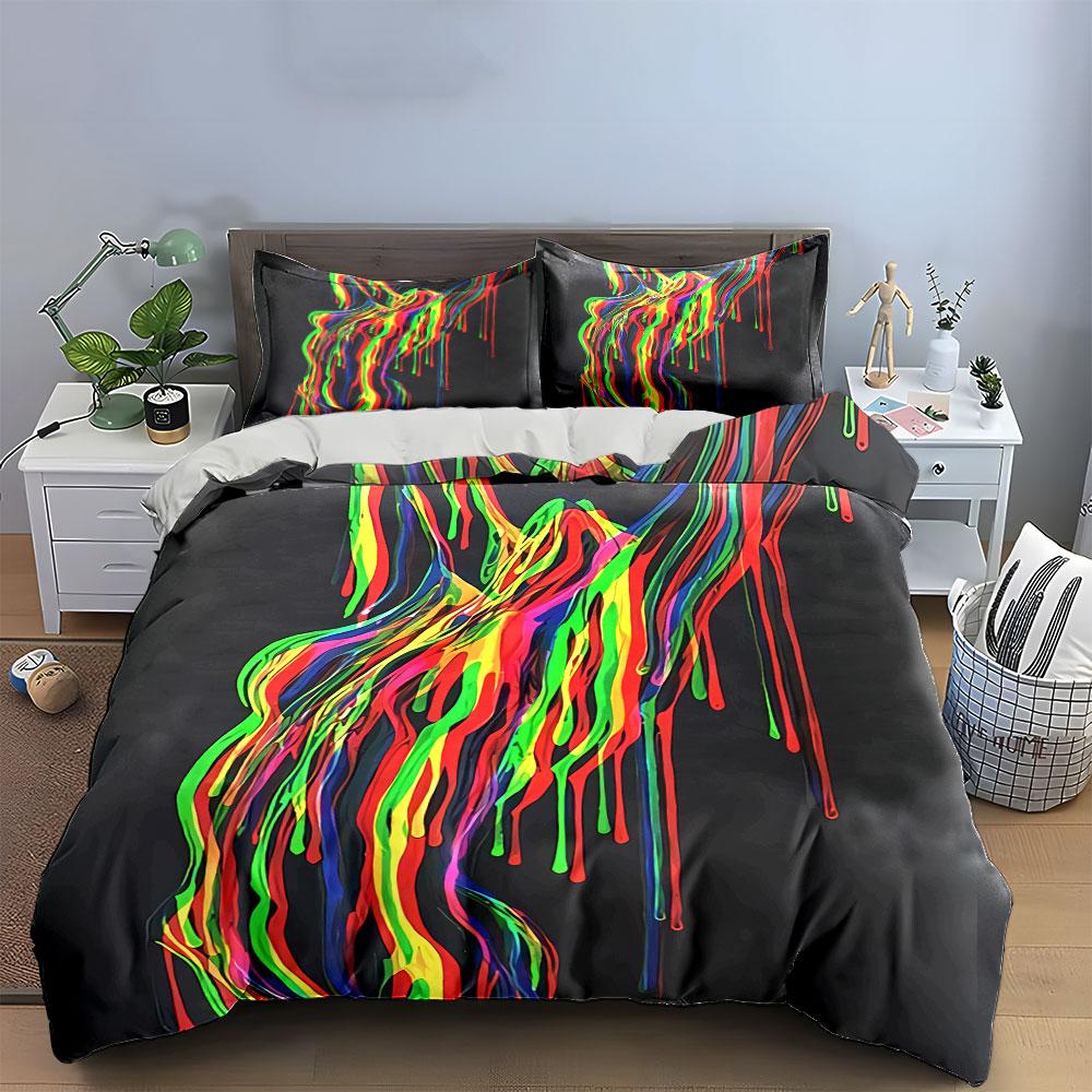 Vibrant Drip Art Design Bedding Duvet Cover Set Duvet Cover Pillowcases (1*Duvet Cover 2*Pillowcases, without duvet insert)