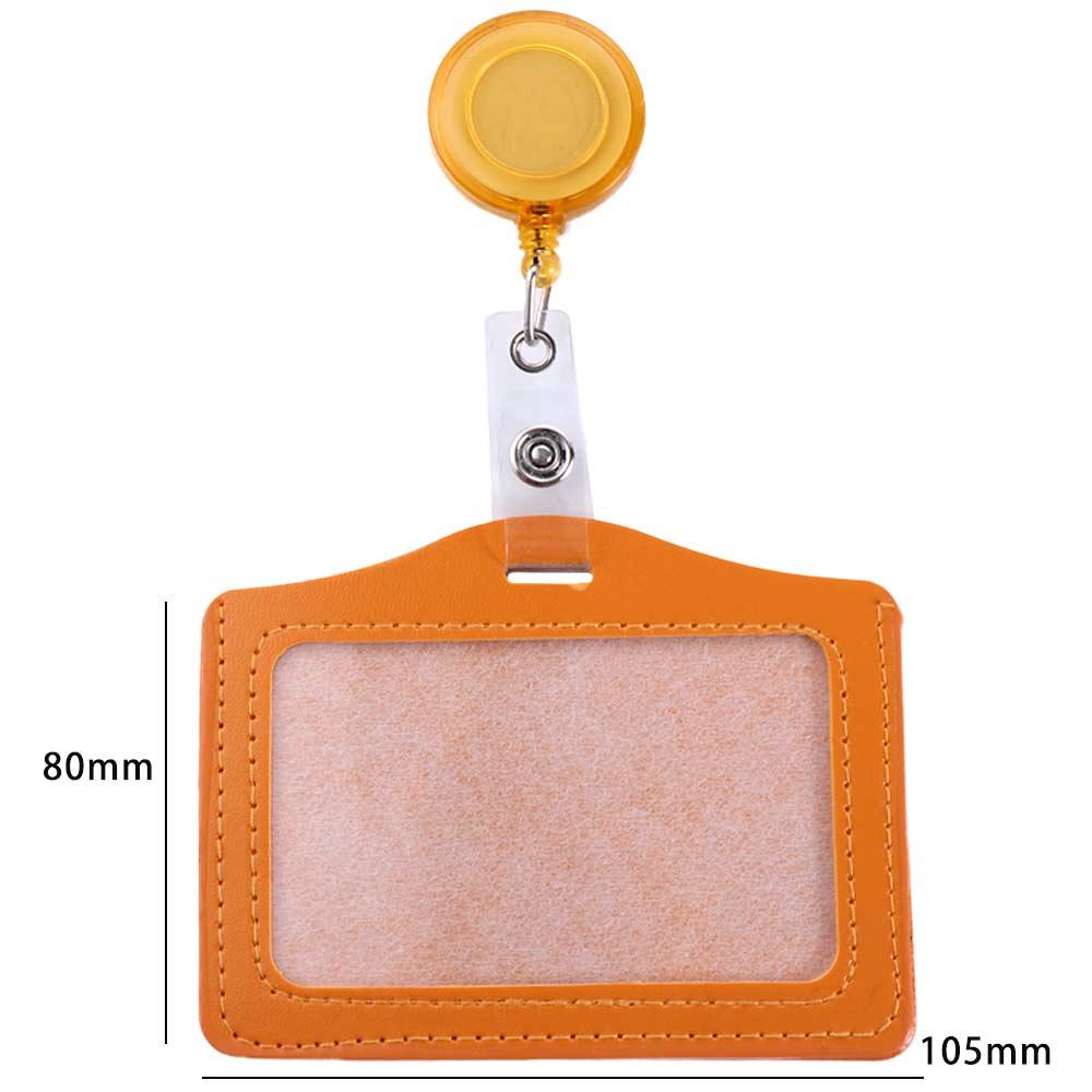 PU Leather Card Holder Clip ID Badge Holder Name Card Holder Retractable Badge Reels Nurse Doctor