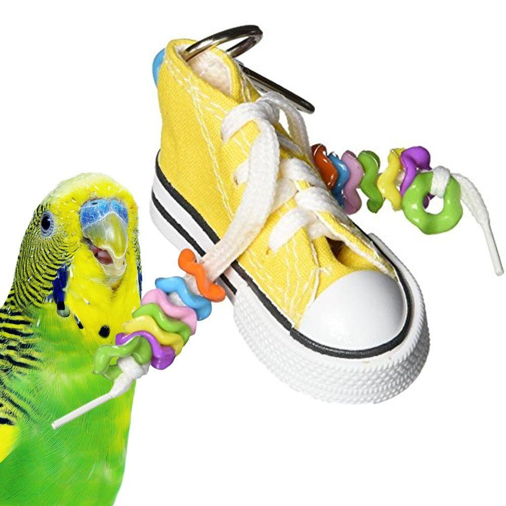 3.14*1.49*1.57 Inch Parrot Nibbling Toy Canvas Canvas Shoe Circle Interactive Toy