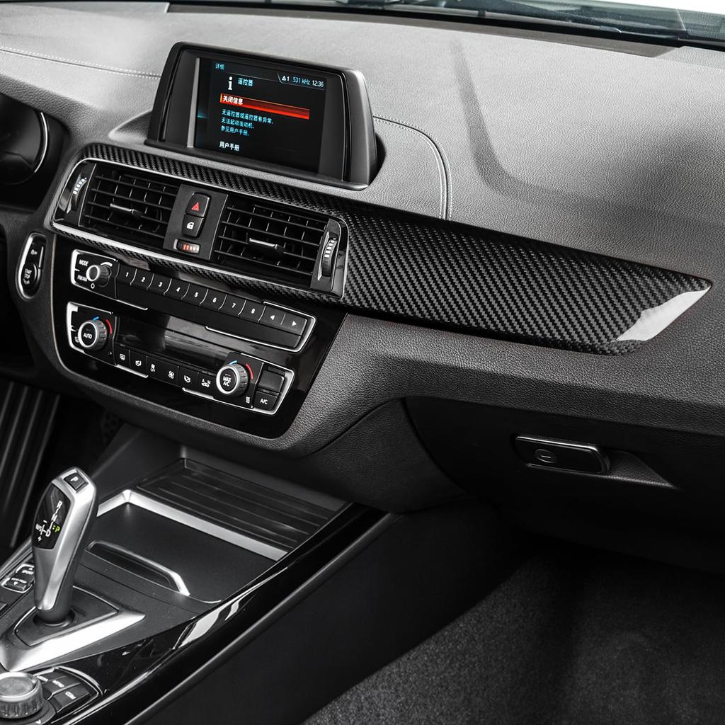 For BMW 1 Series F20 F21 F22 F23 (2017 2018 2019) 118i 120i M140i, 3D Glossy Carbon Fiber Console Trim Anti-Scratch Dashboard