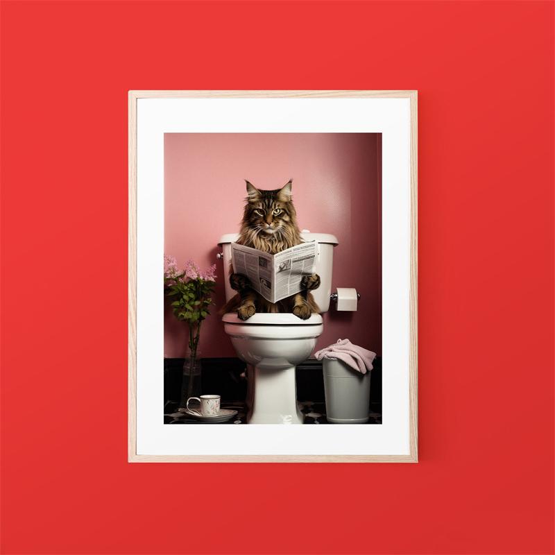 Поп-арт забавный плакат для чтения в туалете эстетика кошка капибара животные печать на холсте настенный художественный декор комнаты украшение для дома и ванной комнаты