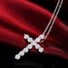 925 Sterling Silver Full Diamond Cross Necklace Wedding Charm Jewelry