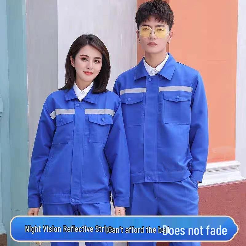 Men's Reflective Long-Sleeve Workwear Set - Durable Auto Repair Attire for Spring & Autumn