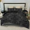 3pcs Skull Flower Duvet Set With Flower Skull Pattern, Includes 1 Duvet Cover And 2 Pillowcases, Suitable For All Seasons