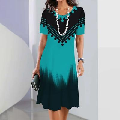 Женское цветное платье с 3D-принтом, топы с короткими рукавами, элегантный наряд, юбка-трапеция в стиле ретро, цветной наряд для вечеринки