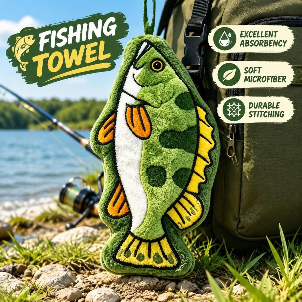 Hanging Lure Fishing Wipe Cloth Thickened Fish Shaped Towel Fishing Hand Towel Outdoor,Kitchen Etc