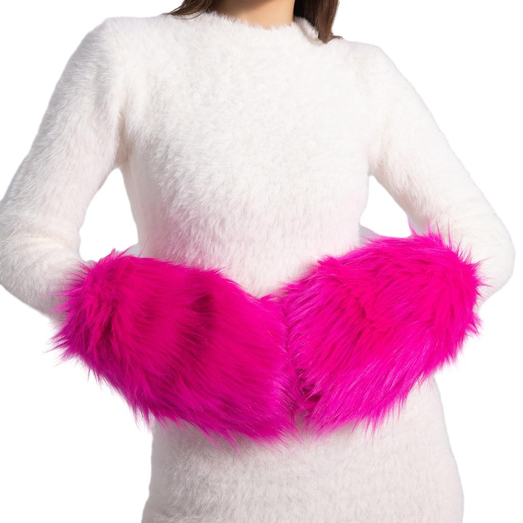 Зимние плюшевые удлиненные перчатки на запястье однотонные женские перчатки без пальцев толстые уличные походные перчатки для шопинга сохраняют тепло