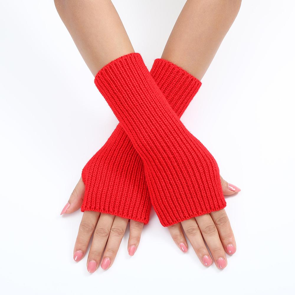Women Long Fingerless Gloves Knitted Mitten Hand Warmers Winter Warm Wool Knitting Half Finger Gloves Unisex Arm Sleeve