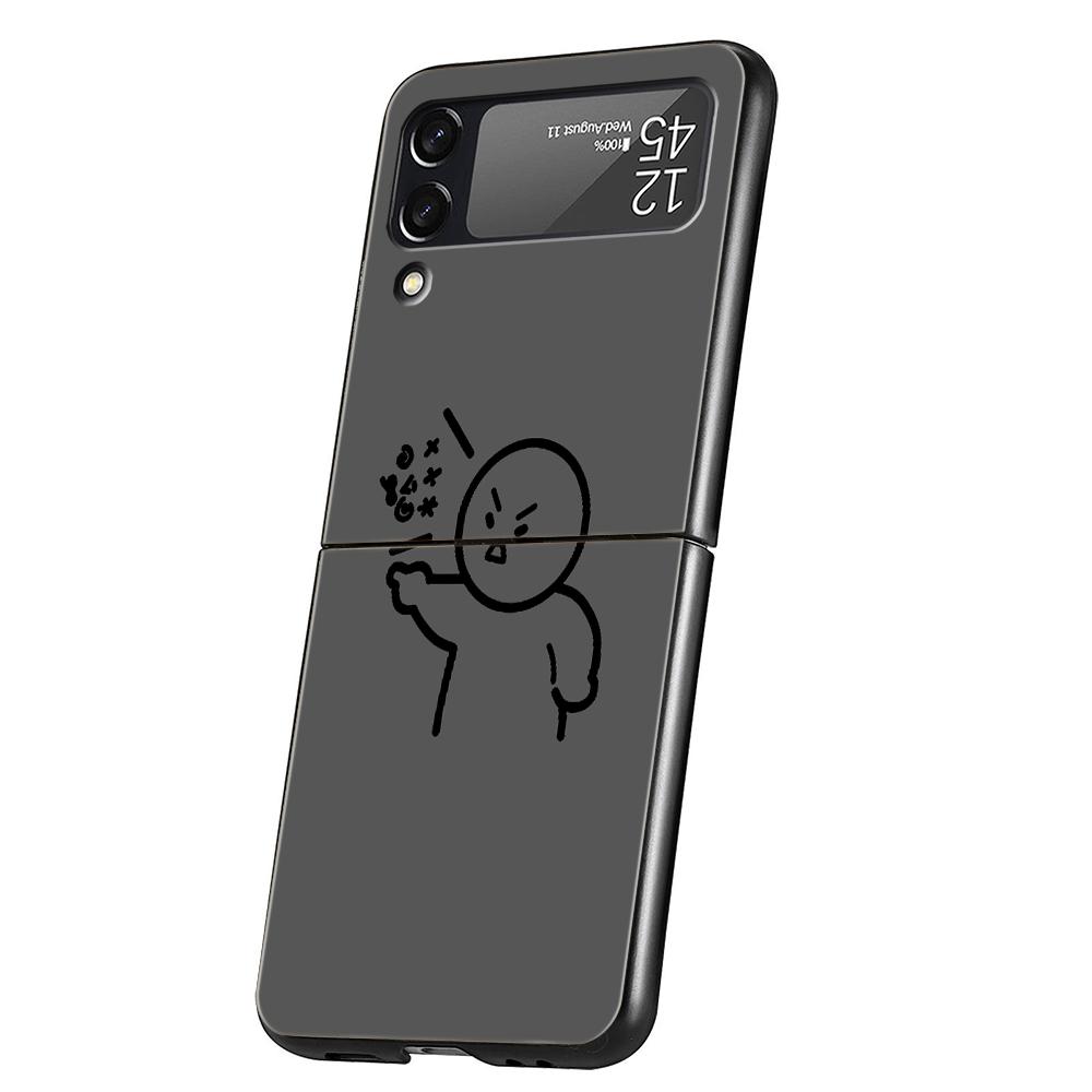 Мультяшный чехол Matchman из твердого поликарбоната для Samsung Galaxy Z Flip 5 4 3 Черный чехол для Galaxy Z Flip 6 Складной противоударный чехол-сумка