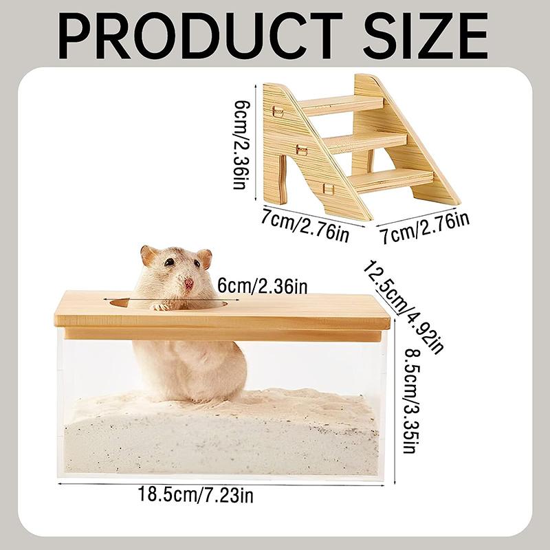 Дом для хомяка Прозрачный укрытие для хомяка Песчаная ванна Контейнер для хомяков с лестницей Аксессуары для карликовых хомяков Песок из ПЭТ