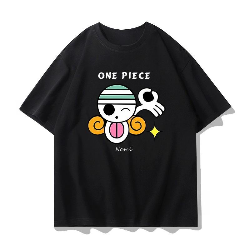 ONE PIECE Аниме Пиратские Шорты с Коротким Рукавом Мужская Летняя Футболка Луффи Зоро Меи Детская Одежда Французский Модный Бренд