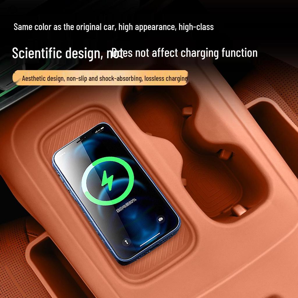 Противоскользящая силиконовая накладка для консоли Leapmotor C10 - Беспроводная зарядка, Защитная наклейка, Накладка на подстаканник