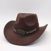 Аксессуары с бычьей головой, Шерстяная уличная шляпа-сомбреро в западном стиле, Ковбойская шляпа, Мужская и женская джазовая шляпа с изогнутыми полями