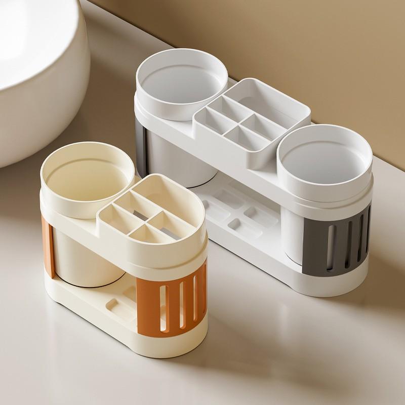 Bathroom Toothbrush Toothpaste Shelf Advanced All-In-One Toothbrush Single/Double Mouthwash Cup Bathroom Wash Set Cup Holder