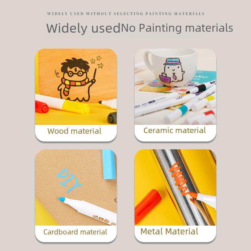 Набор акриловых водостойких маркеров: Гладкие, безопасные для бумаги ручки для творчества, граффити, акварели, студентов и ручных поделок