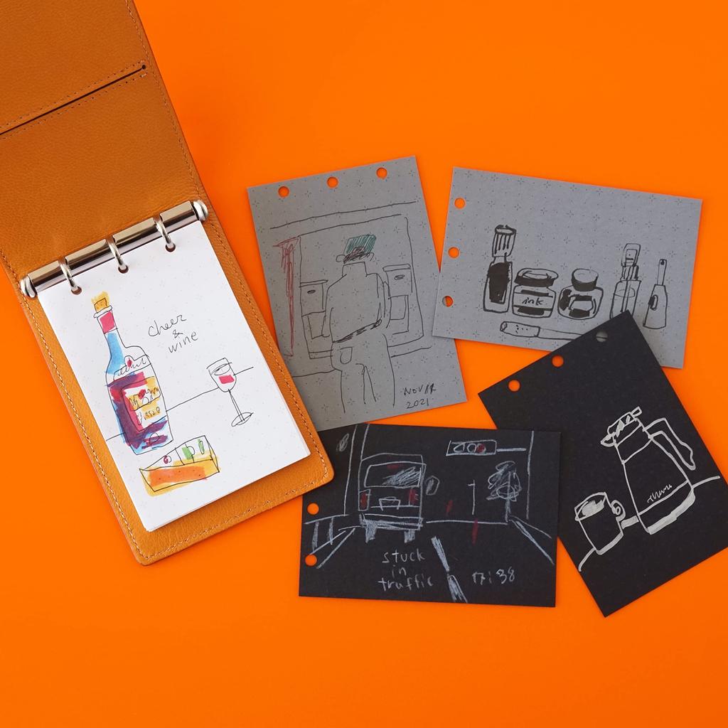 RHODIA Mini 3-Ring System Organizer (11x8cm, 11mm Ring Diameter, Cowhide Leather) Chic Orange Cf11ogz01-or