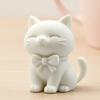 Милый 3D-печатный кот-украшение, Мини-фигурка кота матового белого цвета с галстуком-бабочкой, Настольное украшение для дома, офиса, автомобиля, Маленький подарок для любителей кошек