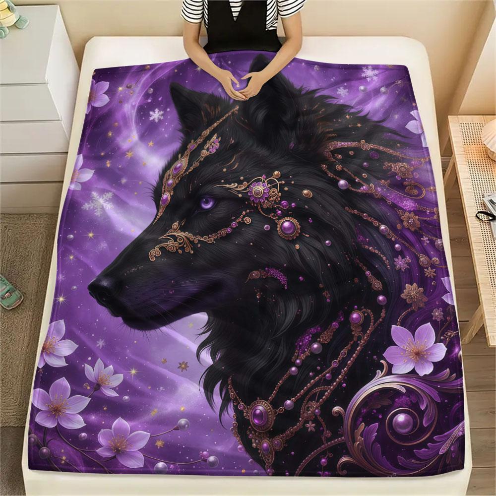 1Pc Mythicalcreatures Print Flannel Blanket, High quality Comfortable for All Seasons, Home Decor, Warmth and Comfort, Perfect for Christmas Gifts