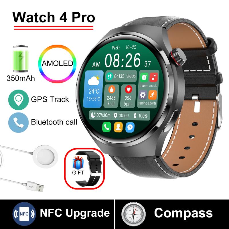 2025 Новые умные часы для здоровья для мужчин 360*360 AMOLED экран NFC GPS трекер Компас BT вызов Пульс Кислород крови IP68 Спортивные умные часы