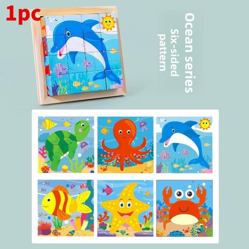 Деревянные 3D Гексаэдральные Пазл Блоки Для Малышей Развивающая Игрушка Подарок Для Детей