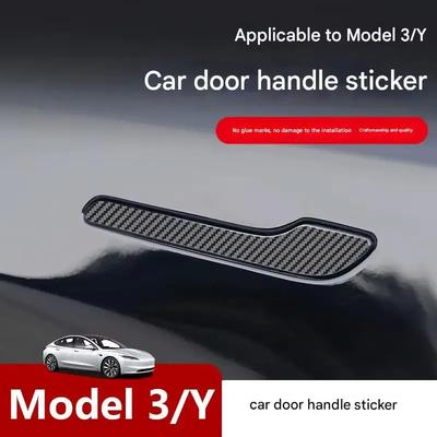Наклейка на дверную ручку для Tesla Model 3/Y/3 Highland Model Y Juniper 2025, накладка-пленка для защиты двери из углеволокна, аксессуары для наклеивания