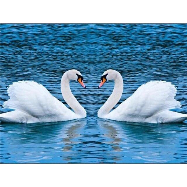 DIY 5D Diamond Painting White Swan Animal Diamond Mosaic Cross Stitch Kit Diamond Embroidery Wall Home Decoration Art