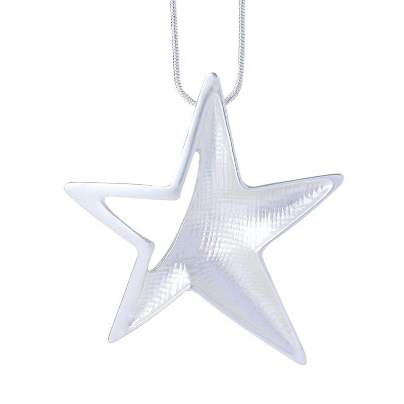 Y2K Пустотелая подвеска в виде пятиконечной звезды для женщин Egirl Корейская мода Панк Свитер Цепочка на шею Тренд Ювелирные изделия