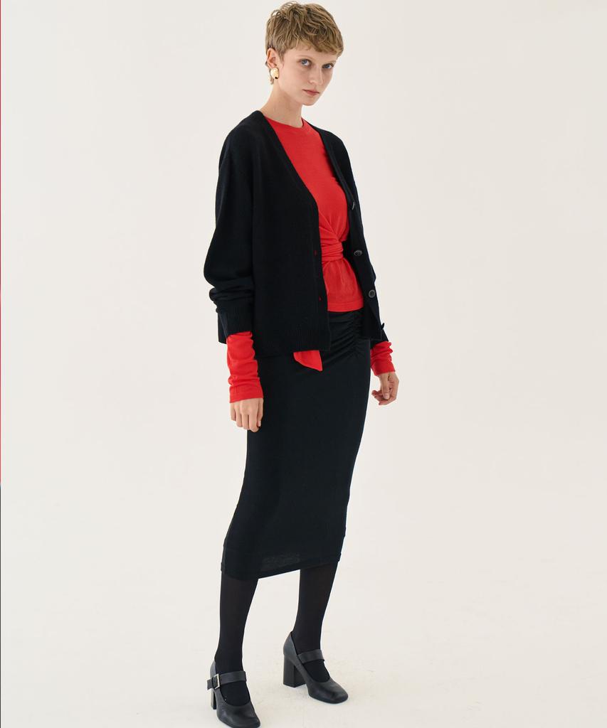 Grida J Wool Shirred Jersey Pencil Skirt _ Black