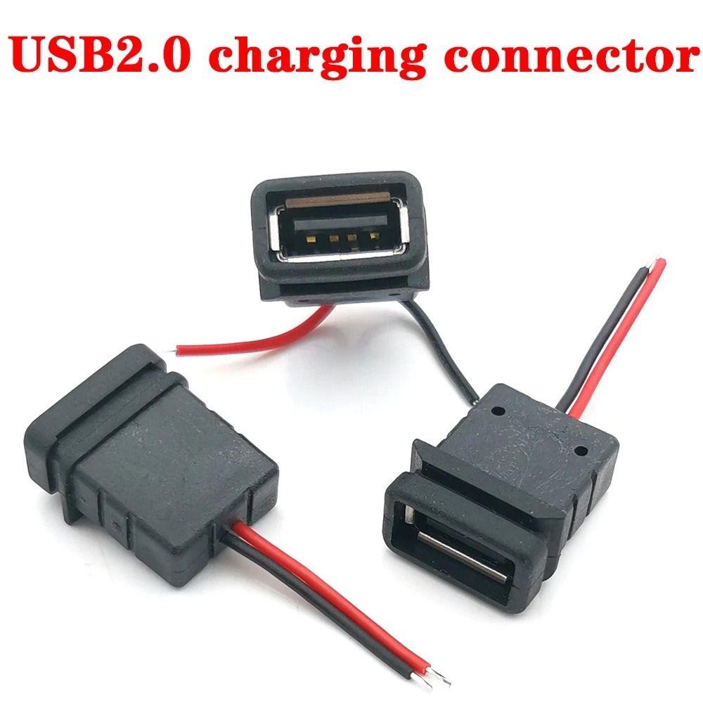 with Cable USB 2.0 USB Charger Socket Female Power Jack Charging Port Connector 2Pin Connector