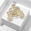 Lanhao Cinderella Pumpkin Car Rhinestone Brooch - Eco-Friendly Alloy, Fairy Tale Retro Pin for Women