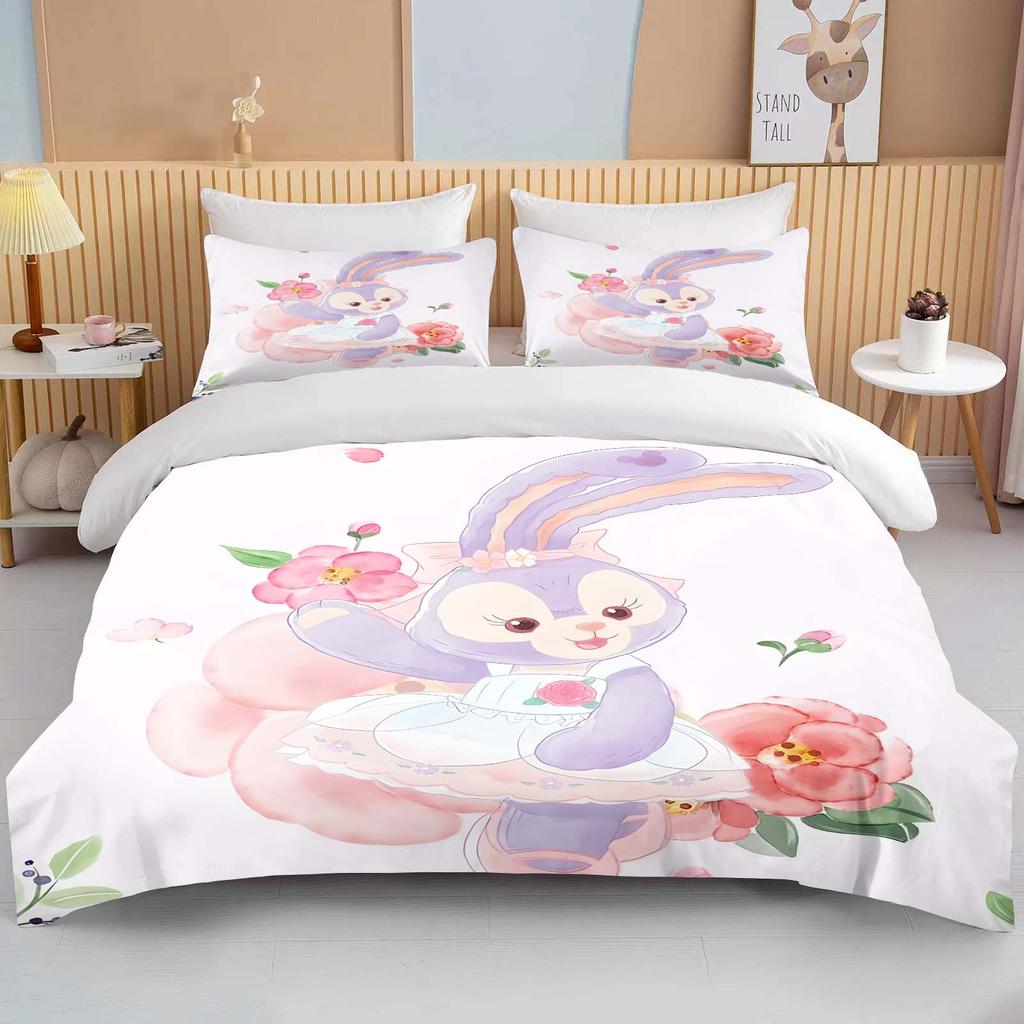 10 размеров Постельное белье с принтом Disney Duffy and Friends Мультяшный микрофибровый комплект для кровати Наволочка Покрывало для взрослой кровати Спальный комплект для спальни Пододеяльник