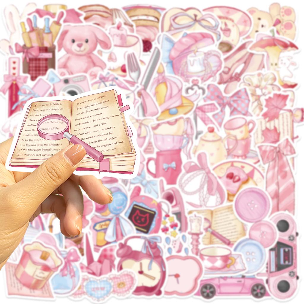 50 Cartoon Pink Story Graffiti Stickers Decorate Guitar Notebook Suitcase DIY Waterproof