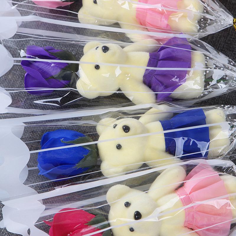 1Pcs Bear Soap Rose Bouquet Valentines Day Gift For Fridend Wedding Bouquet Home