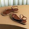 Модные летние ретро римские сандалии женские простые сандалии с открытым носком на плоской подошве модные удобные туфли с пряжкой на низком каблуке для женщин