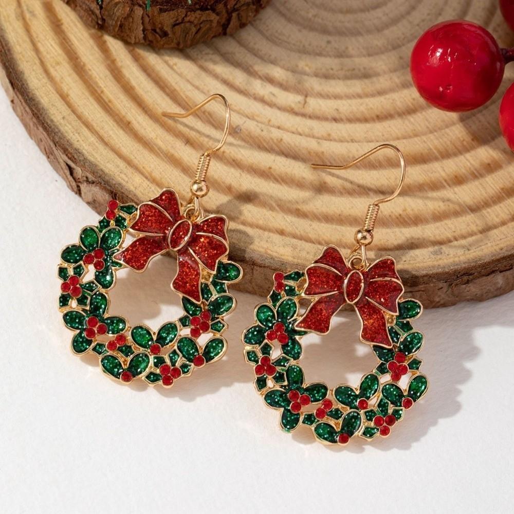 1 Pair Bowknot Christmas Earrings Party Decorations Xmas Stud Earrings for Women