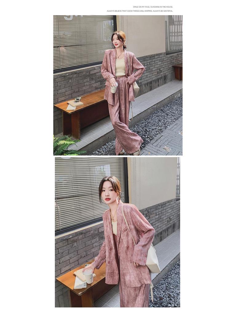 Women's Retro Casual 2024 Spring/Autumn Age-Reducing Wide-Leg Pants Suit