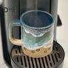 Paw Print Ocean Shoreline Mug Ceramic Coffee Cup Handmade Waves Pattern Tea Mug 11oz/15oz Sea Foam Claw Drinking Mug Beach Souvenir Gift